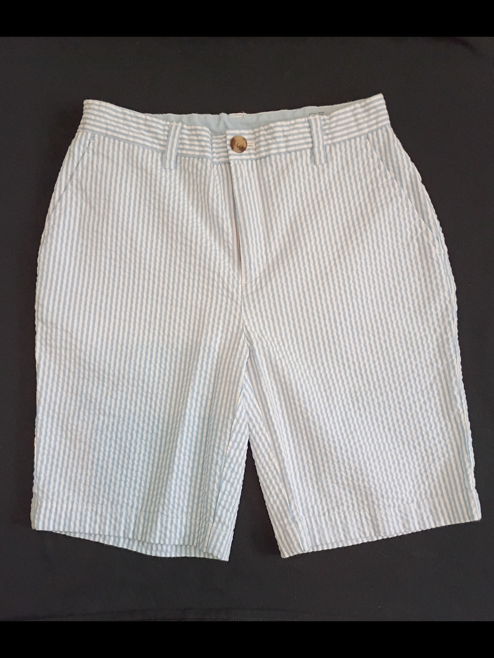 Boys Vineyard Vines Striped Shorts - Light Blue & White Size 12